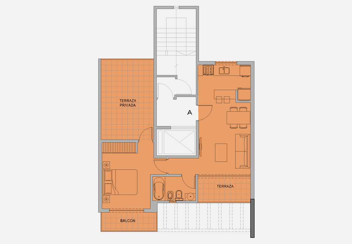 Planta 8° Piso /Depto. 2 Amb
